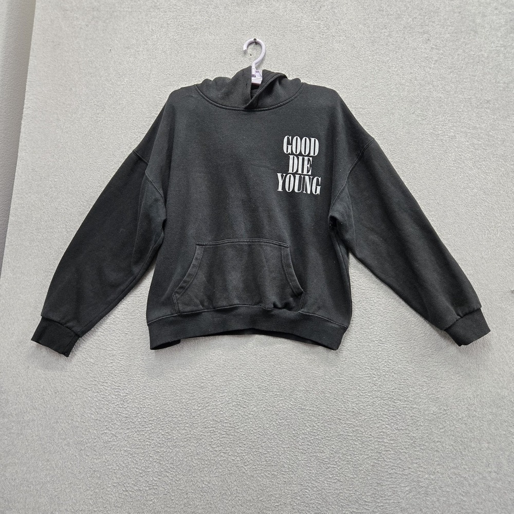 A*sholes Live Forever Men Hoodie L Black Fleece Good Die Young Smiley Face